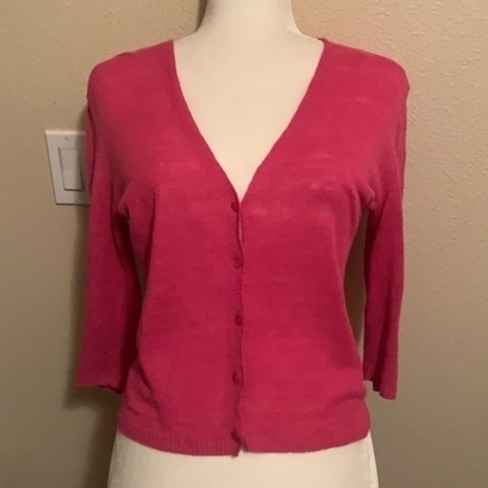 𝅺Eileen Fisher 3/4 sleeve button up linen cardigan in extra small